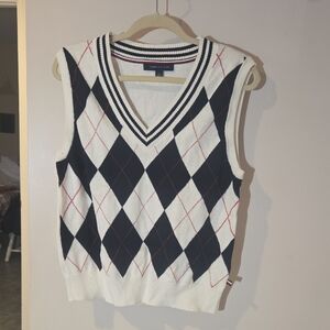 Tommy Hilfiger Black and White Argyle Vest